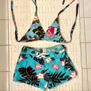 Hawaiian Bikini Top and Matching Surf Shorts